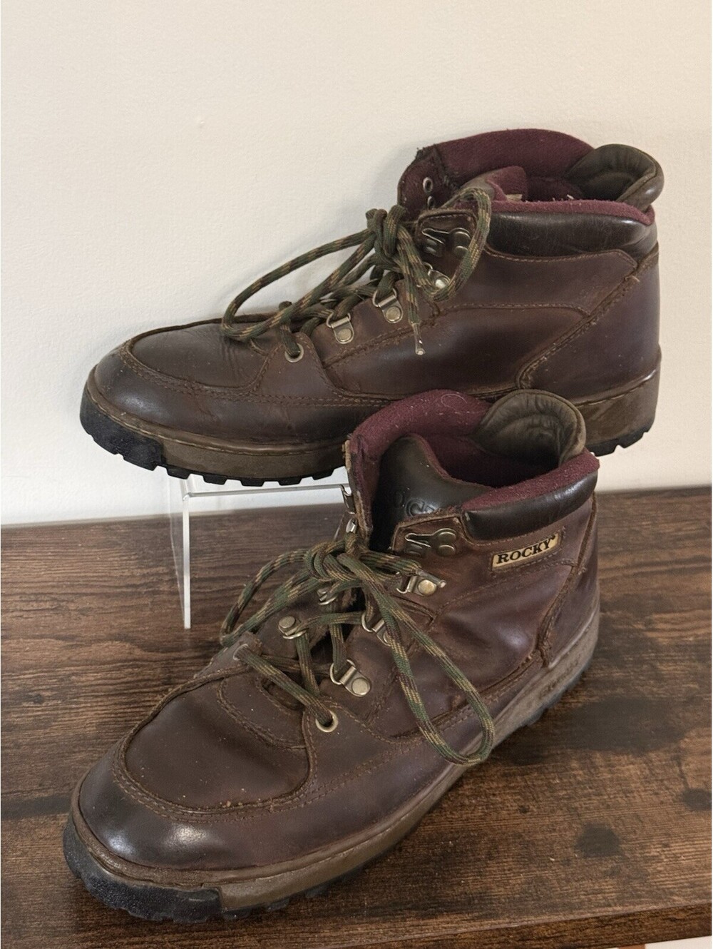 Vtg Rocky Boots RB660 Men’s 10M Brown Leather Hiking Ankle Boots Lug Sole